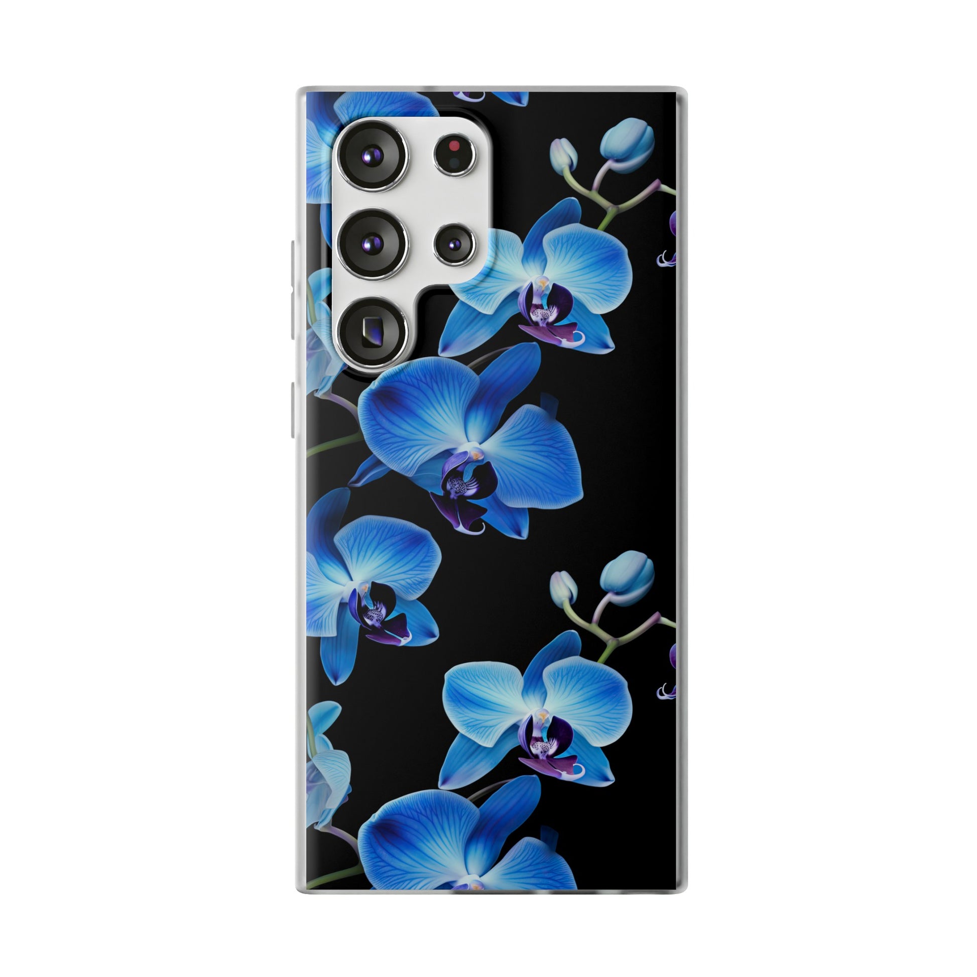 Coques de téléphone flexibles orchidée bleue