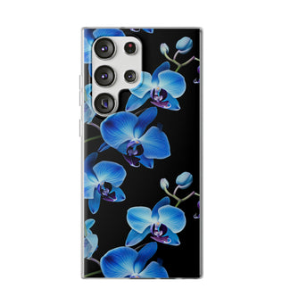 Coques de téléphone flexibles orchidée bleue