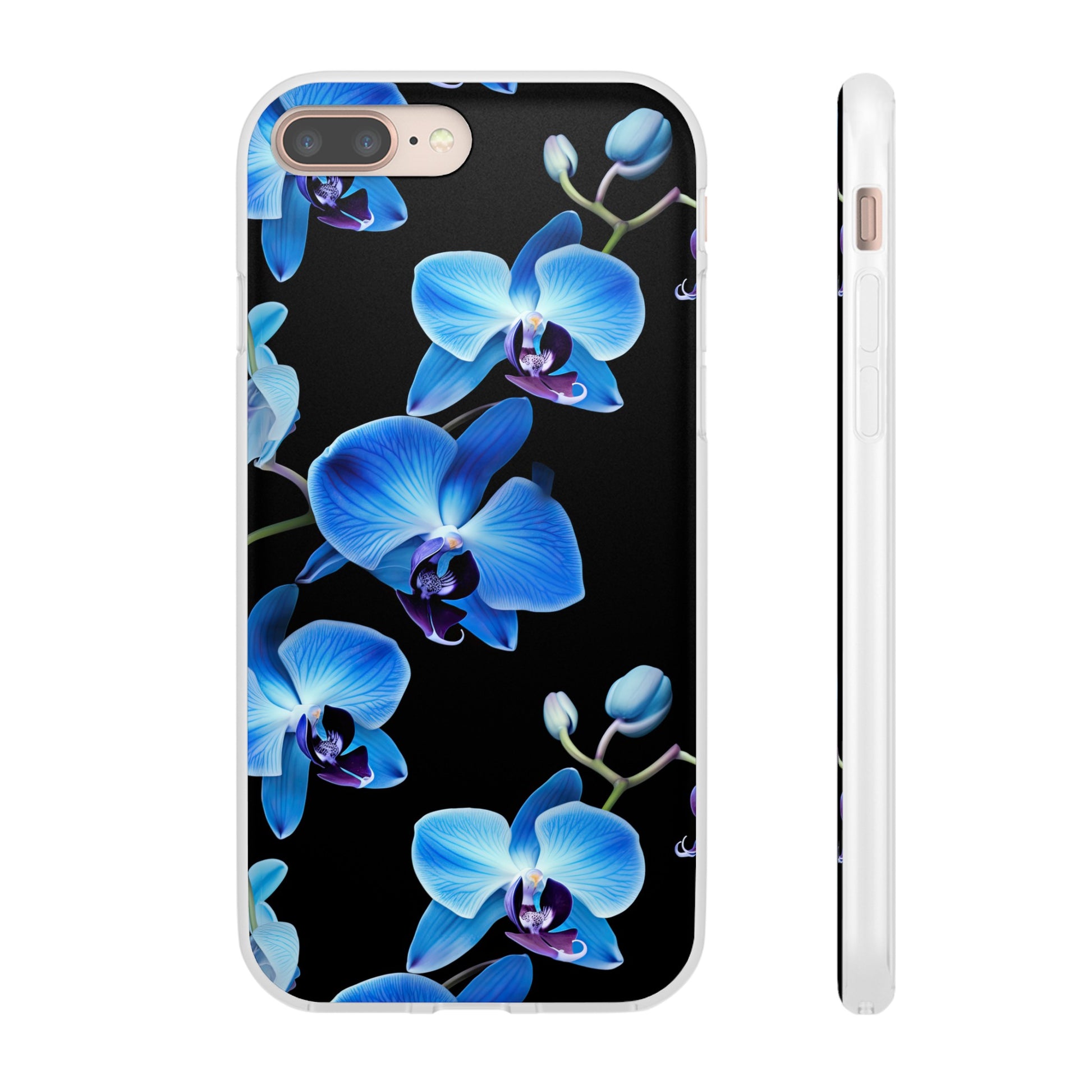 Coques de téléphone flexibles orchidée bleue