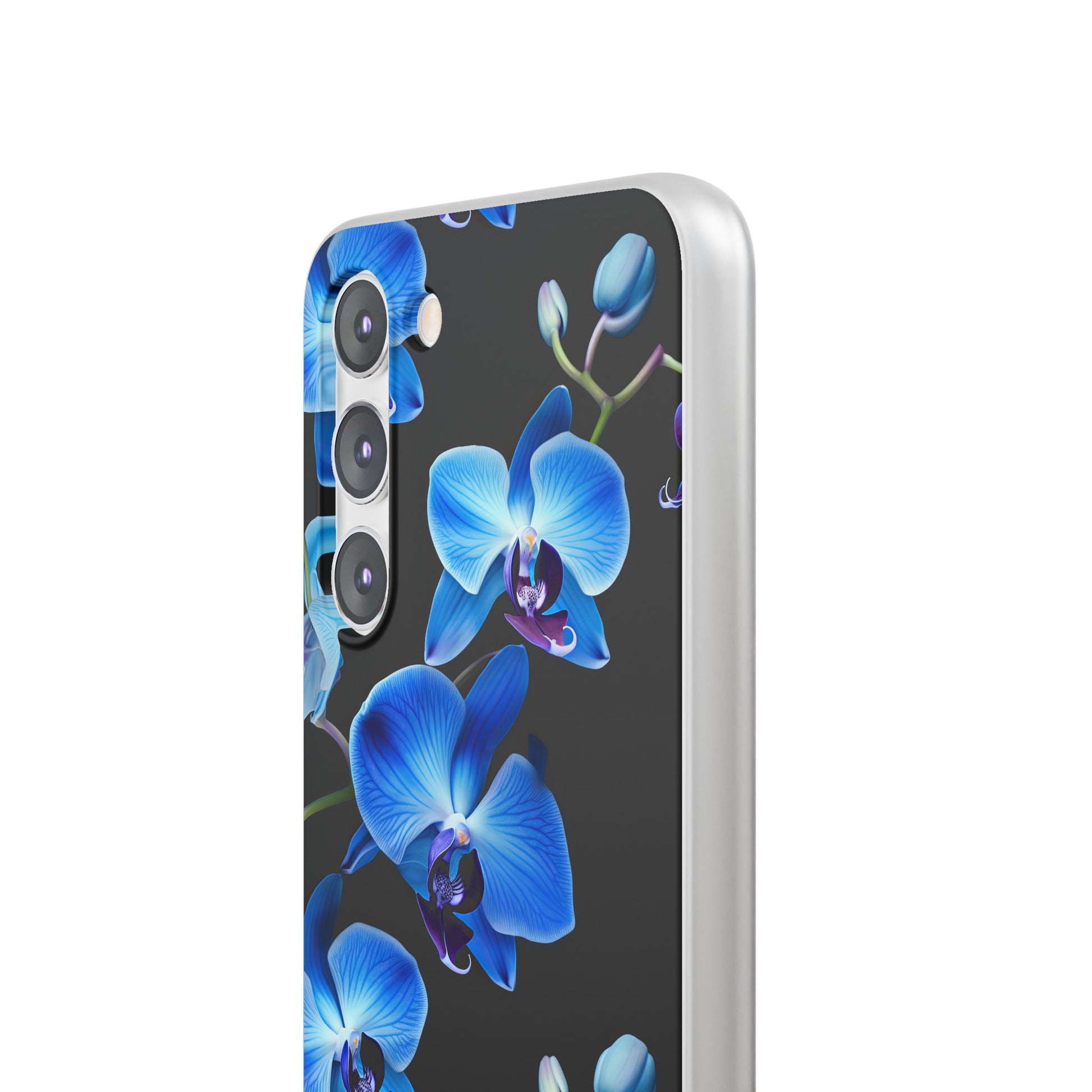 Coques de téléphone flexibles orchidée bleue