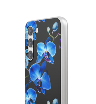 Coques de téléphone flexibles orchidée bleue