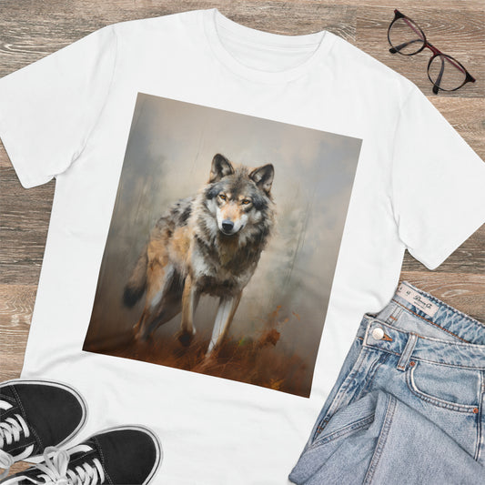 Unisex-T-Shirt mit grauem Wolf – umweltfreundlich 