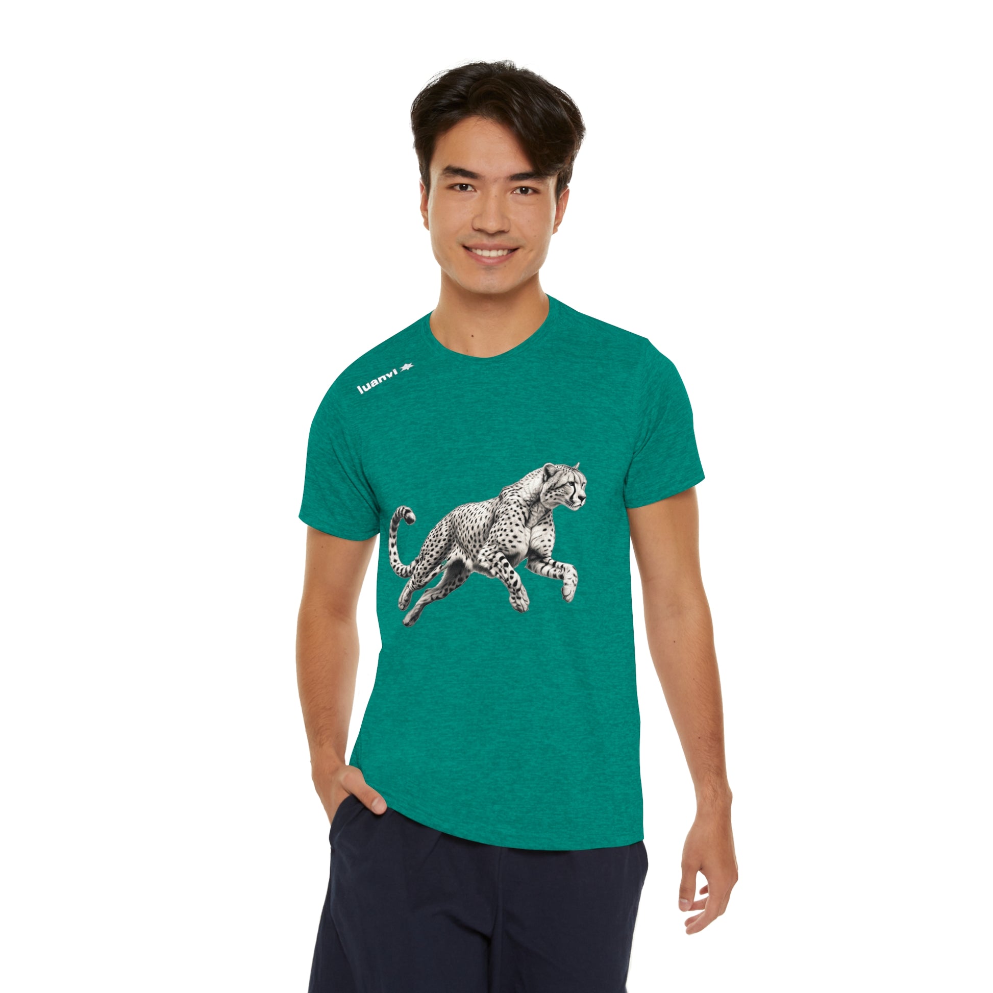 Men's Sports T-shirt with Running Cheetah