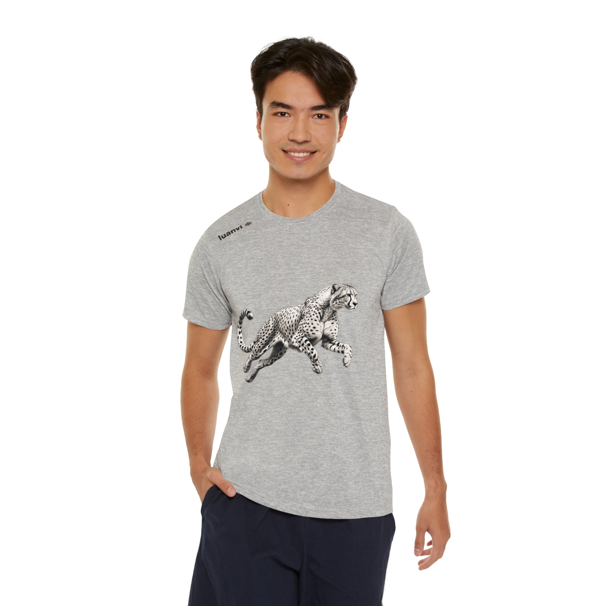 Men's Sports T-shirt with Running Cheetah