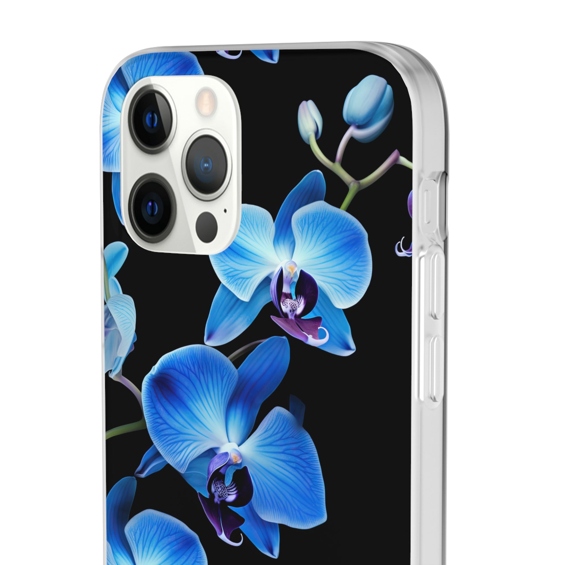 Coques de téléphone flexibles orchidée bleue