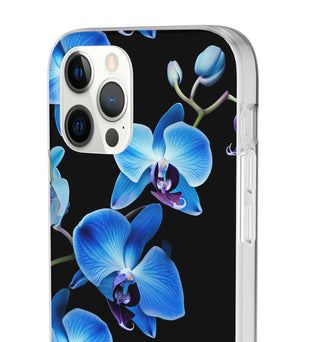 Coques de téléphone flexibles orchidée bleue