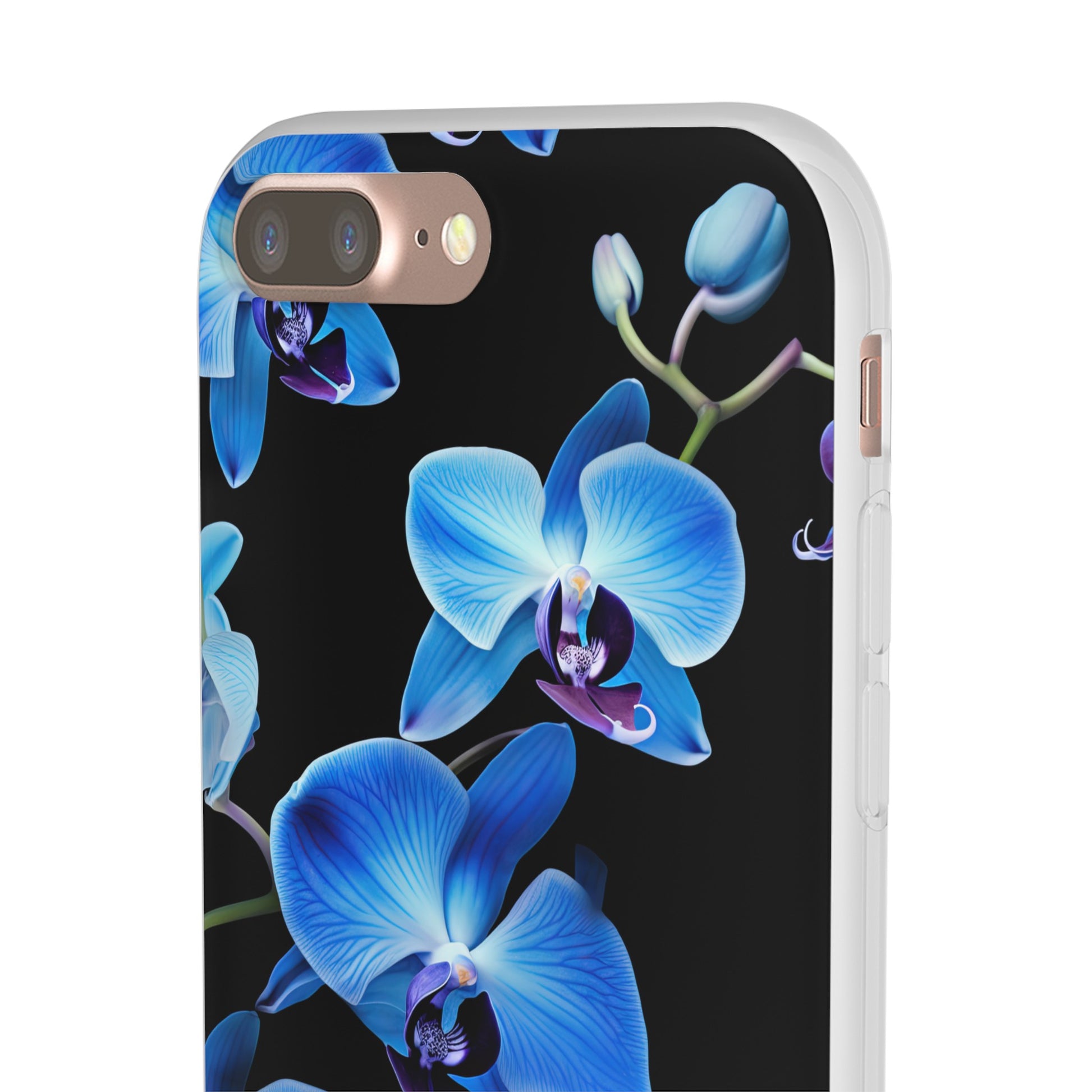 Coques de téléphone flexibles orchidée bleue