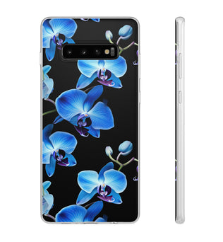 Coques de téléphone flexibles orchidée bleue