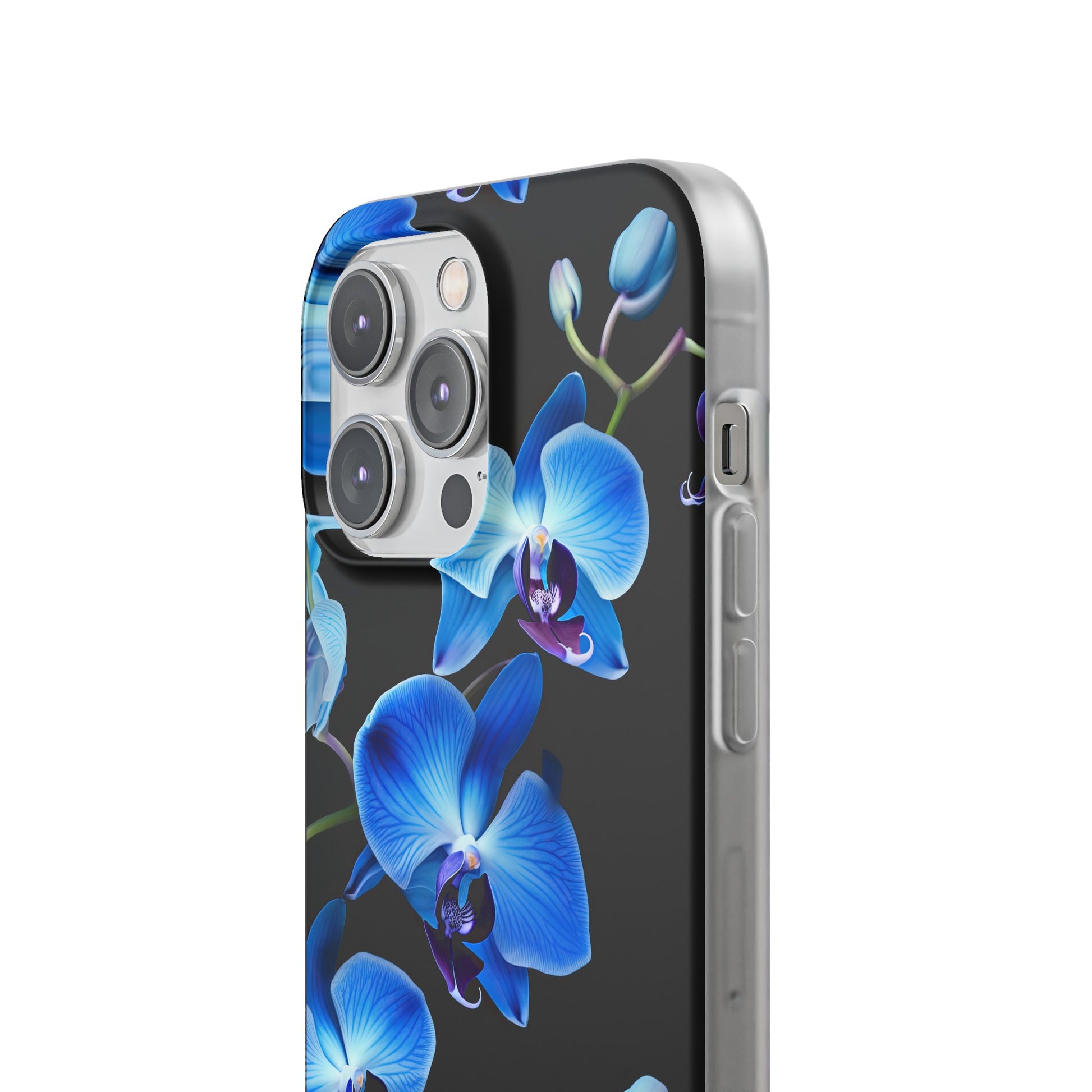 Coques de téléphone flexibles orchidée bleue