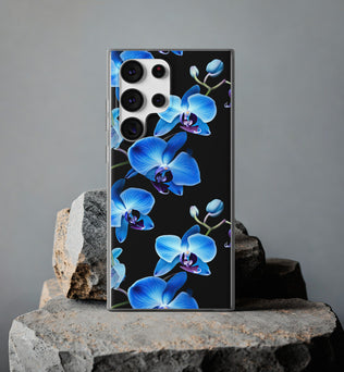 Coques de téléphone flexibles orchidée bleue