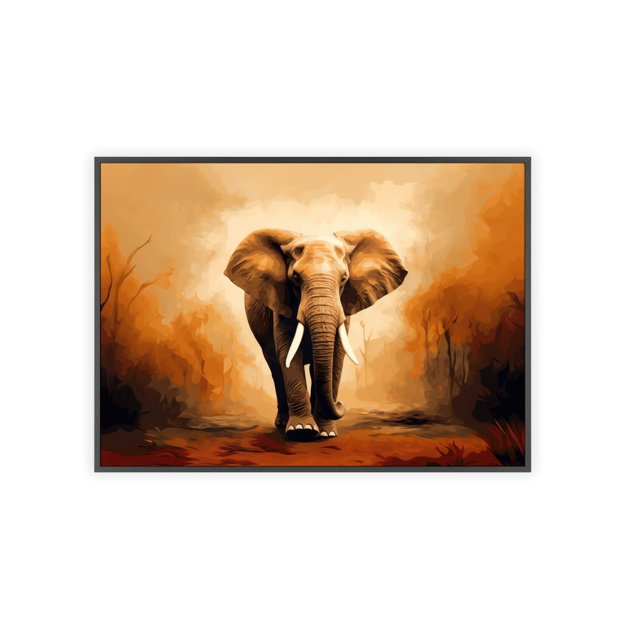 Elephant Poster with Wooden Frame