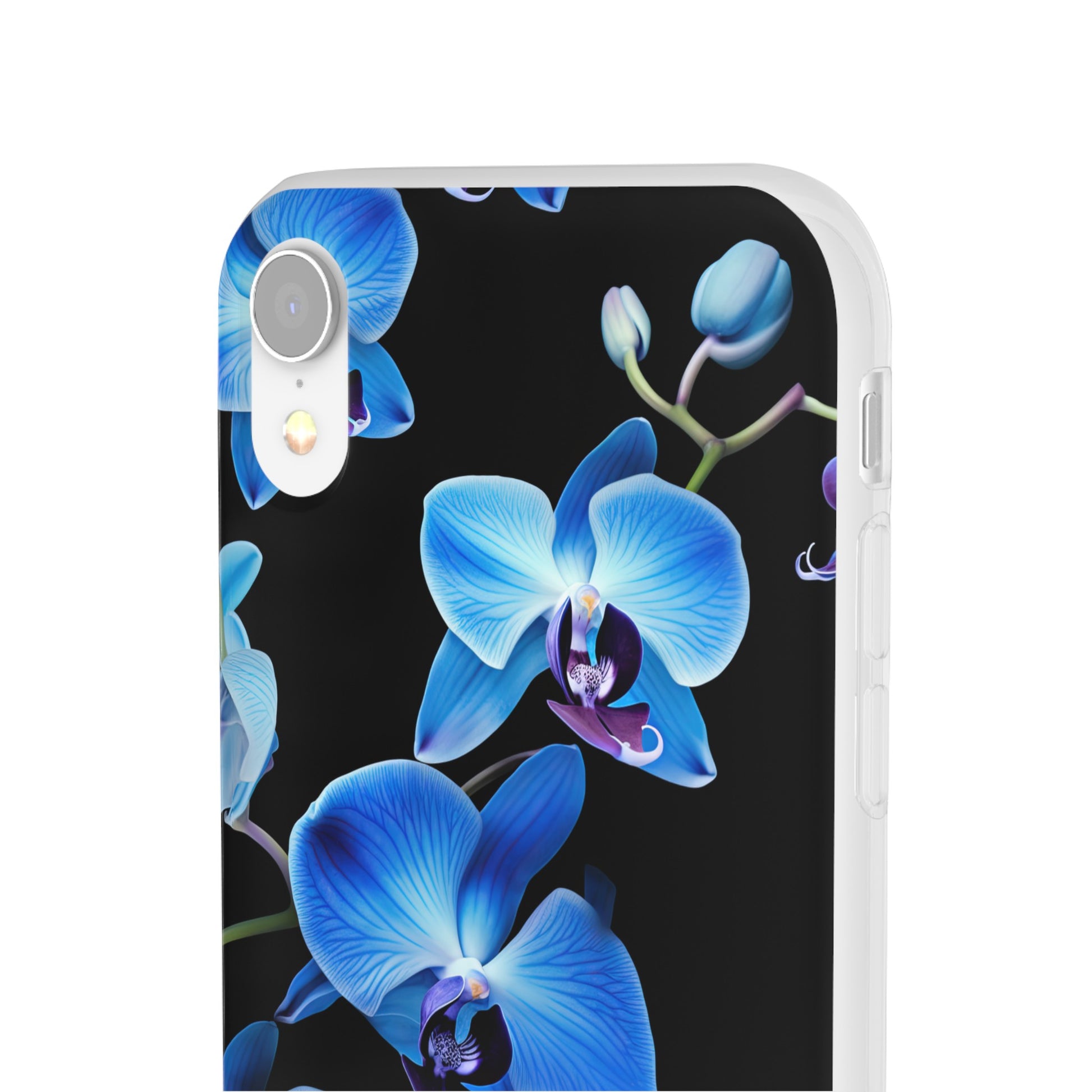 Coques de téléphone flexibles orchidée bleue