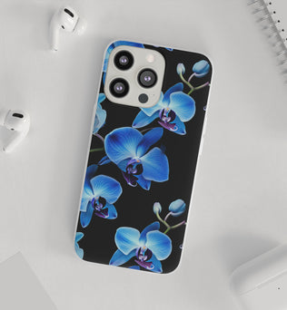 Coques de téléphone flexibles orchidée bleue