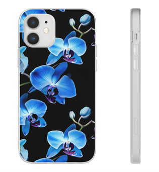 Coques de téléphone flexibles orchidée bleue