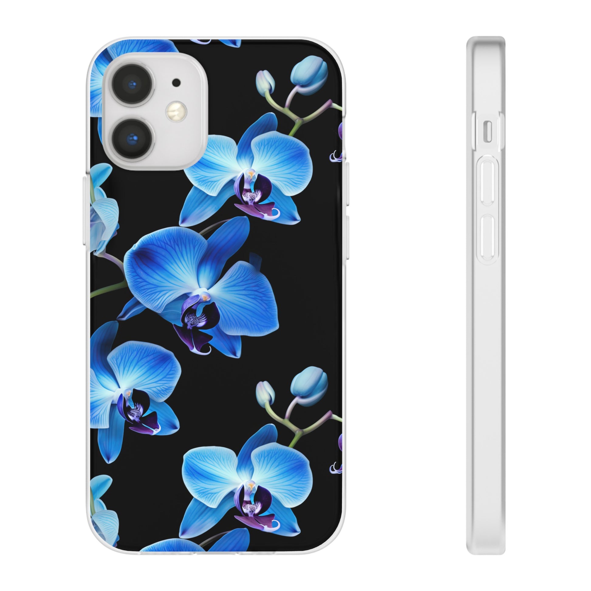 Coques de téléphone flexibles orchidée bleue