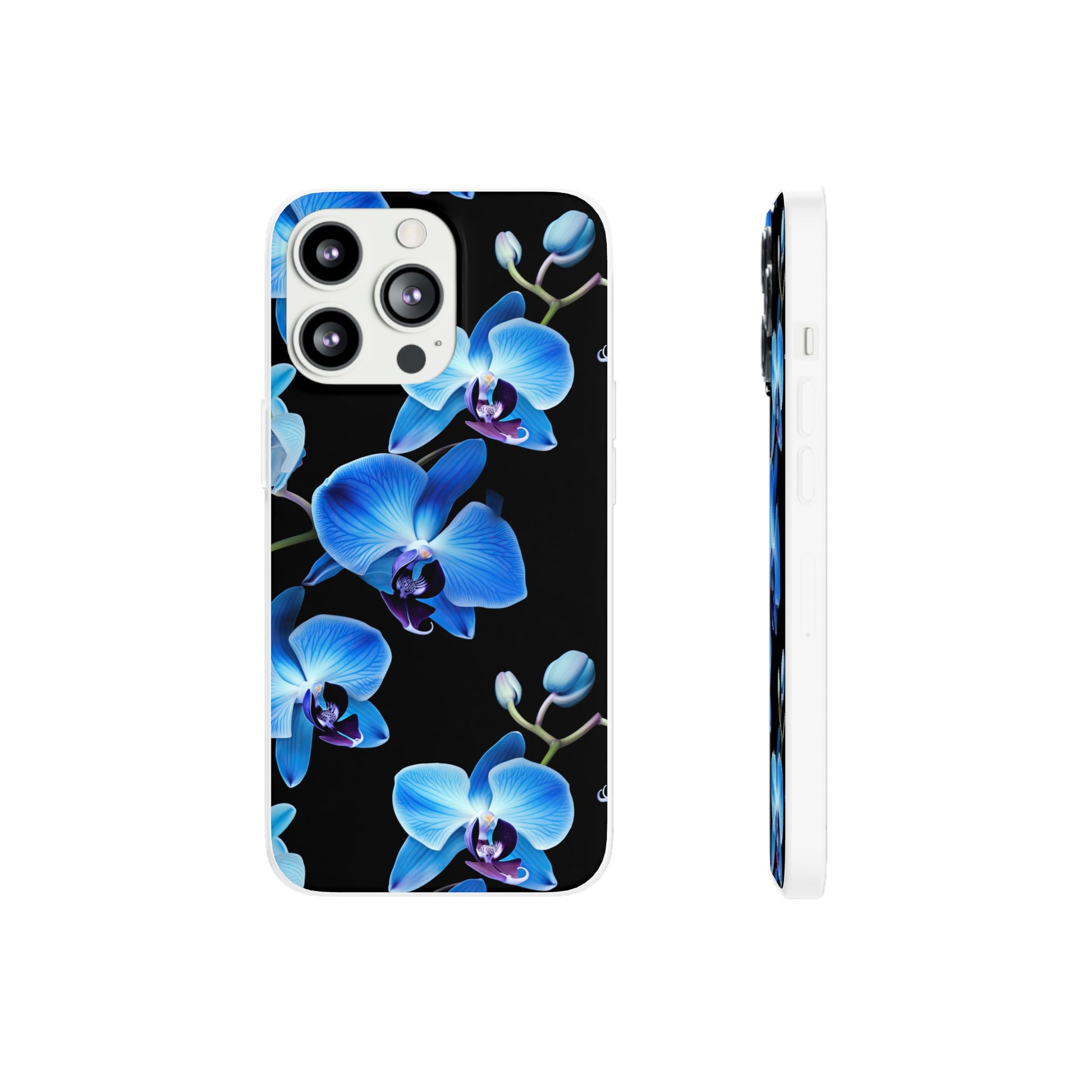 Coques de téléphone flexibles orchidée bleue