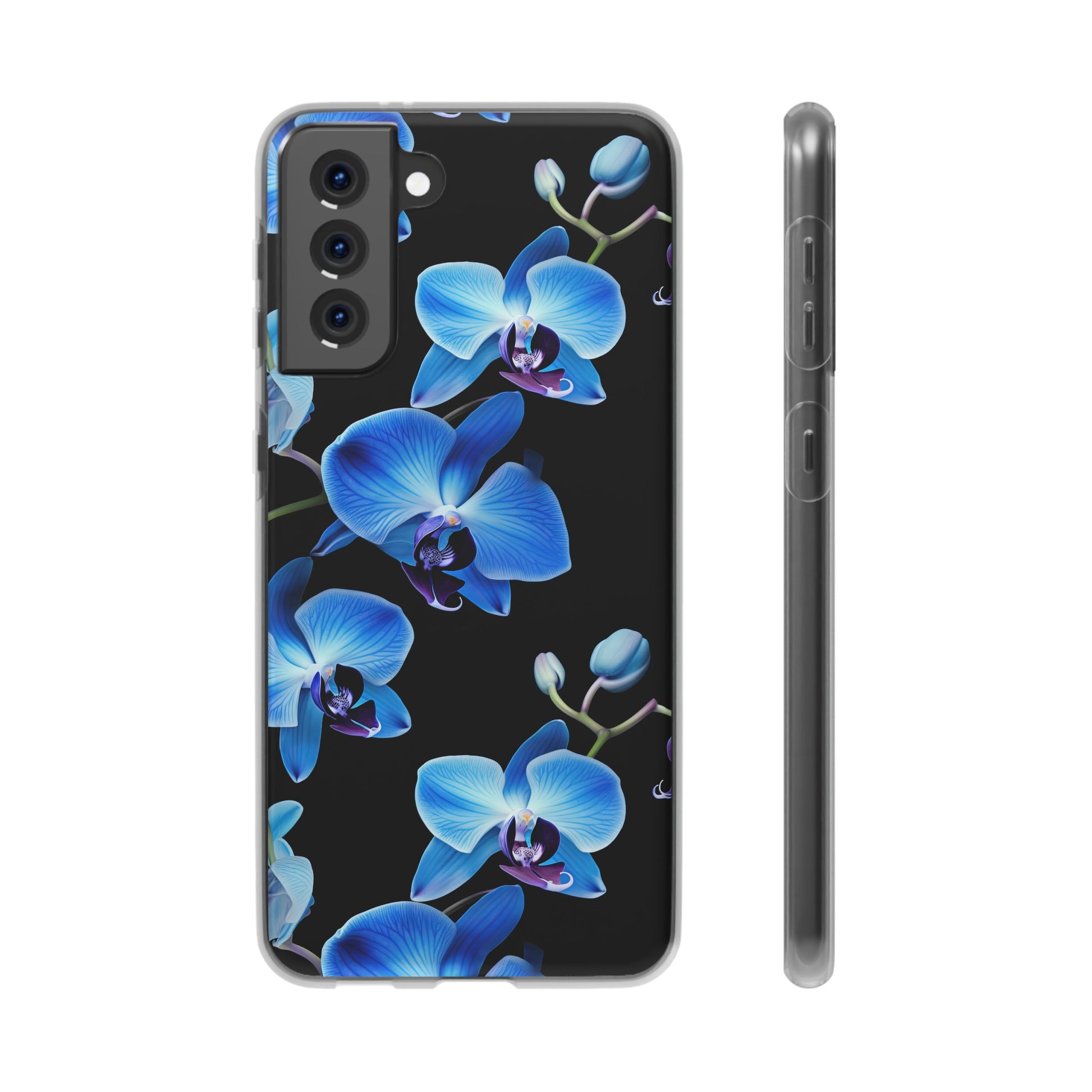 Coques de téléphone flexibles orchidée bleue