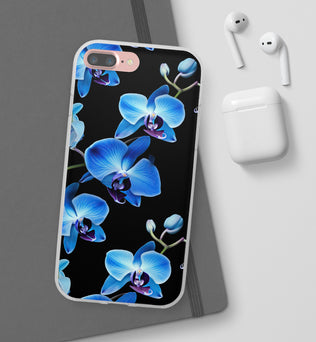 Coques de téléphone flexibles orchidée bleue