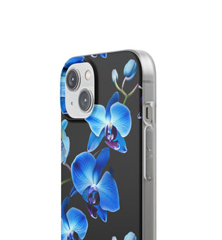 Coques de téléphone flexibles orchidée bleue