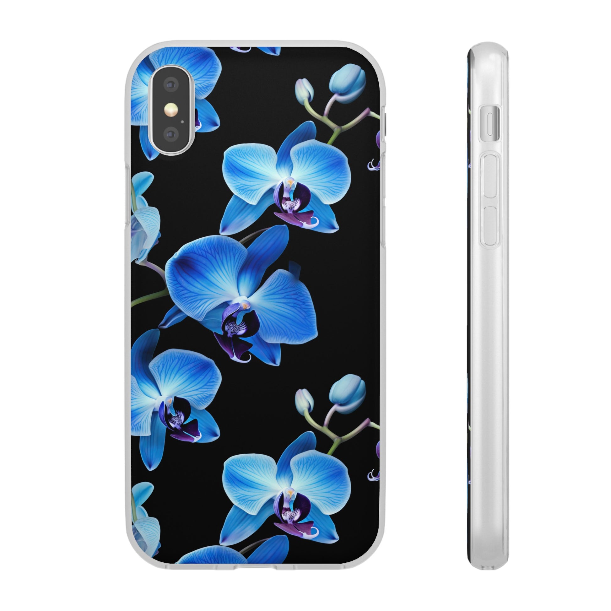 Coques de téléphone flexibles orchidée bleue