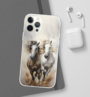 Étui de téléphone flexible sur le thème du cheval « Champions Unleashed »