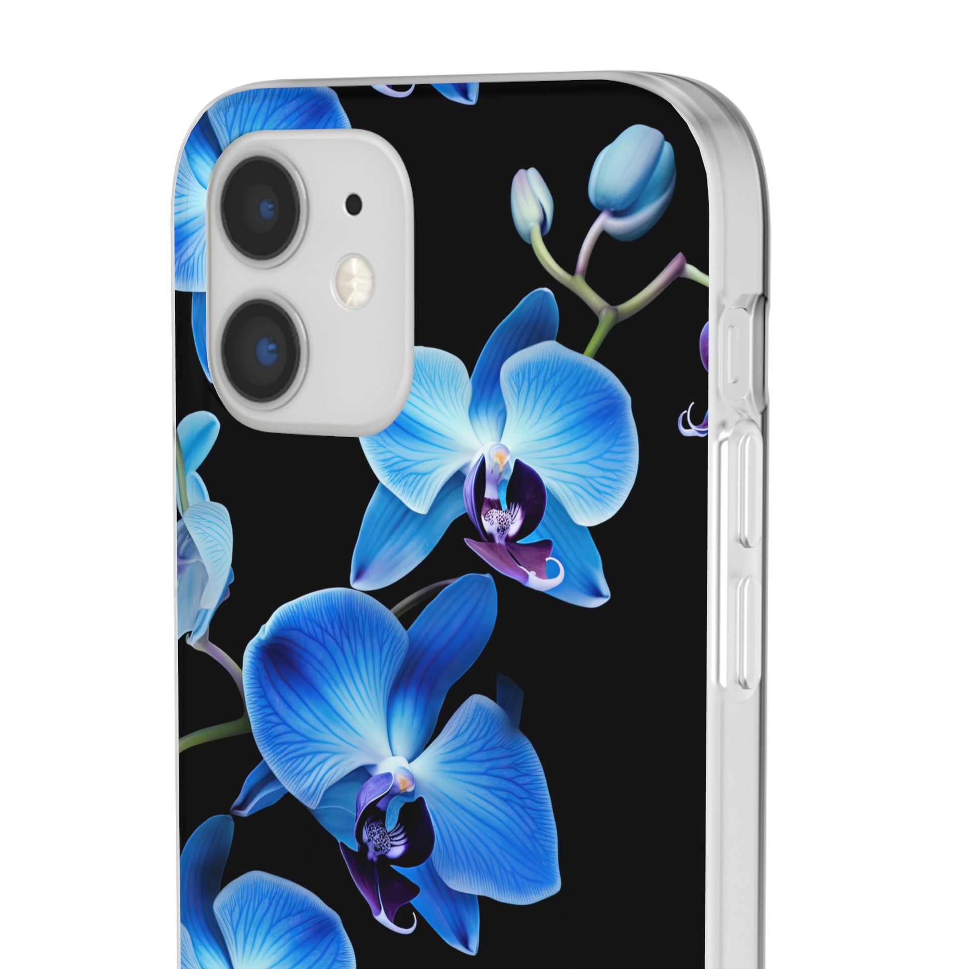 Coques de téléphone flexibles orchidée bleue