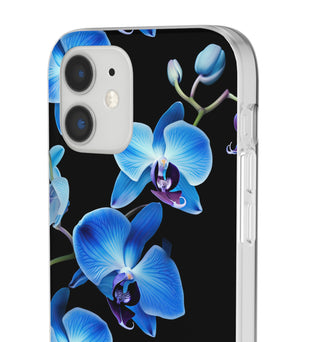 Coques de téléphone flexibles orchidée bleue