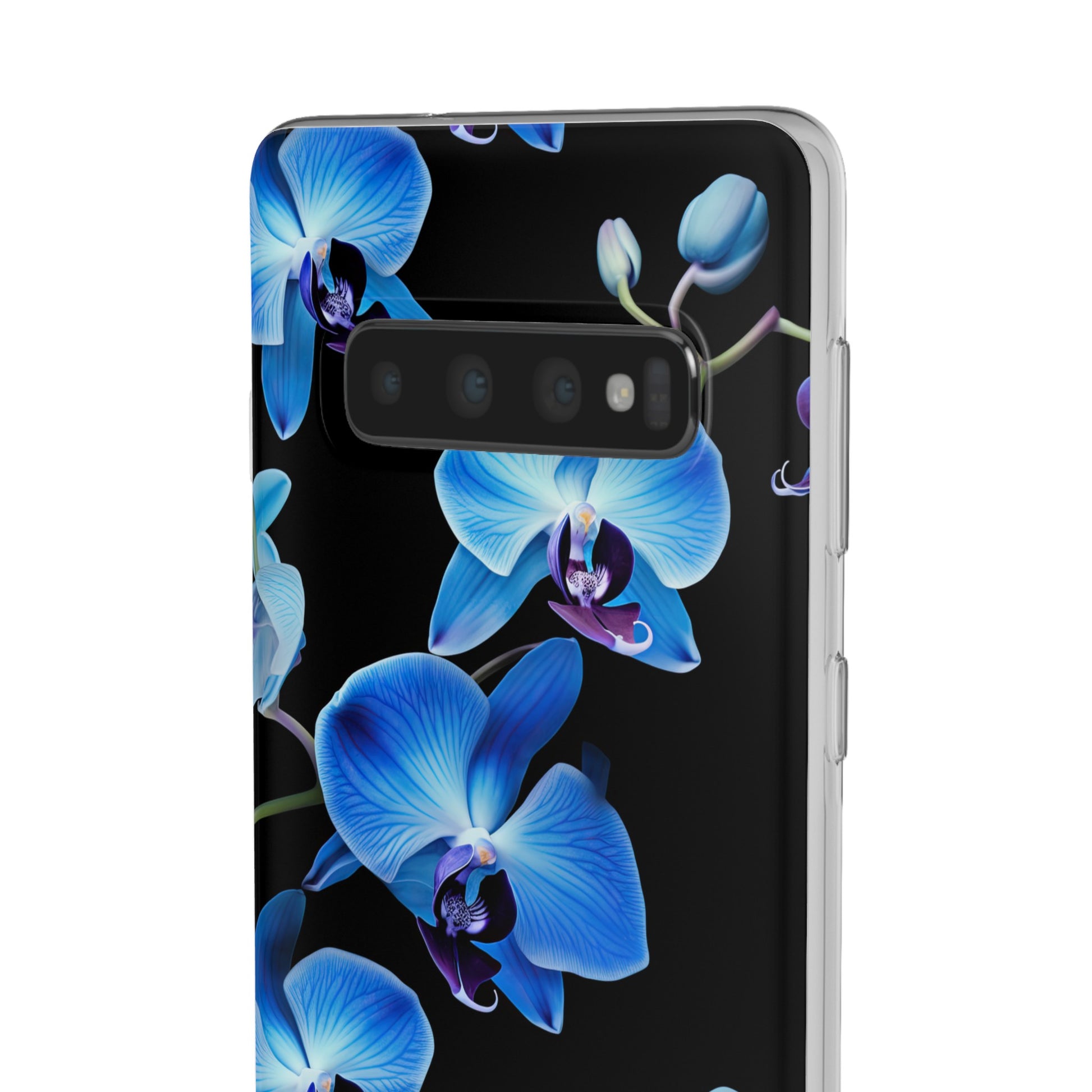 Coques de téléphone flexibles orchidée bleue