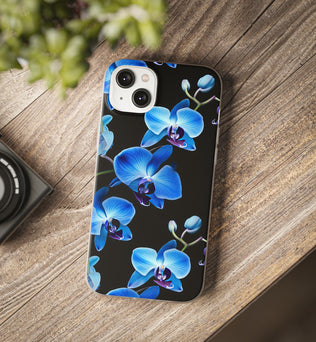 Coques de téléphone flexibles orchidée bleue