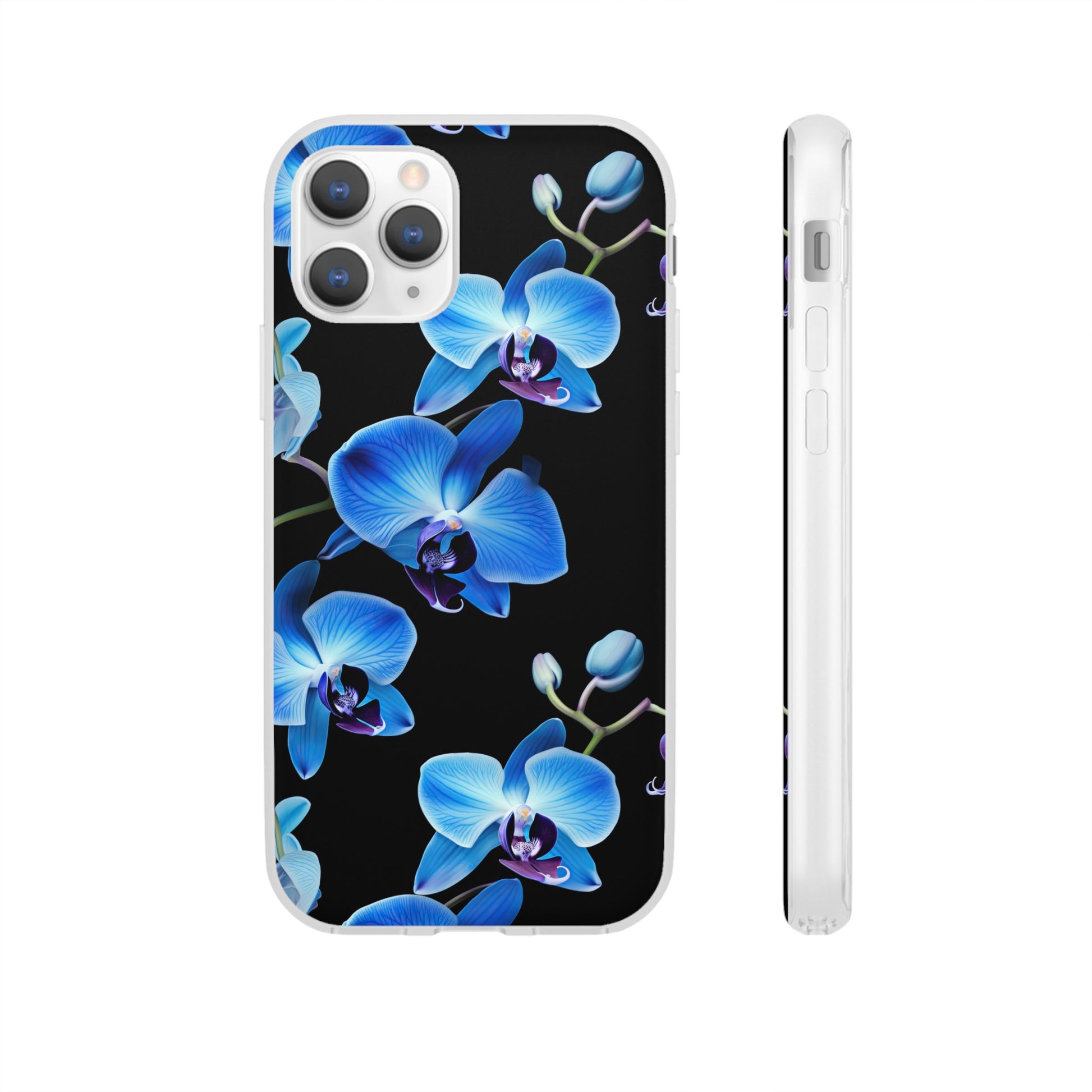 Coques de téléphone flexibles orchidée bleue