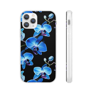 Coques de téléphone flexibles orchidée bleue