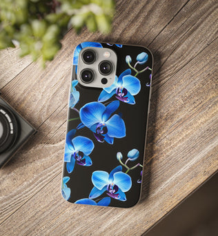 Coques de téléphone flexibles orchidée bleue