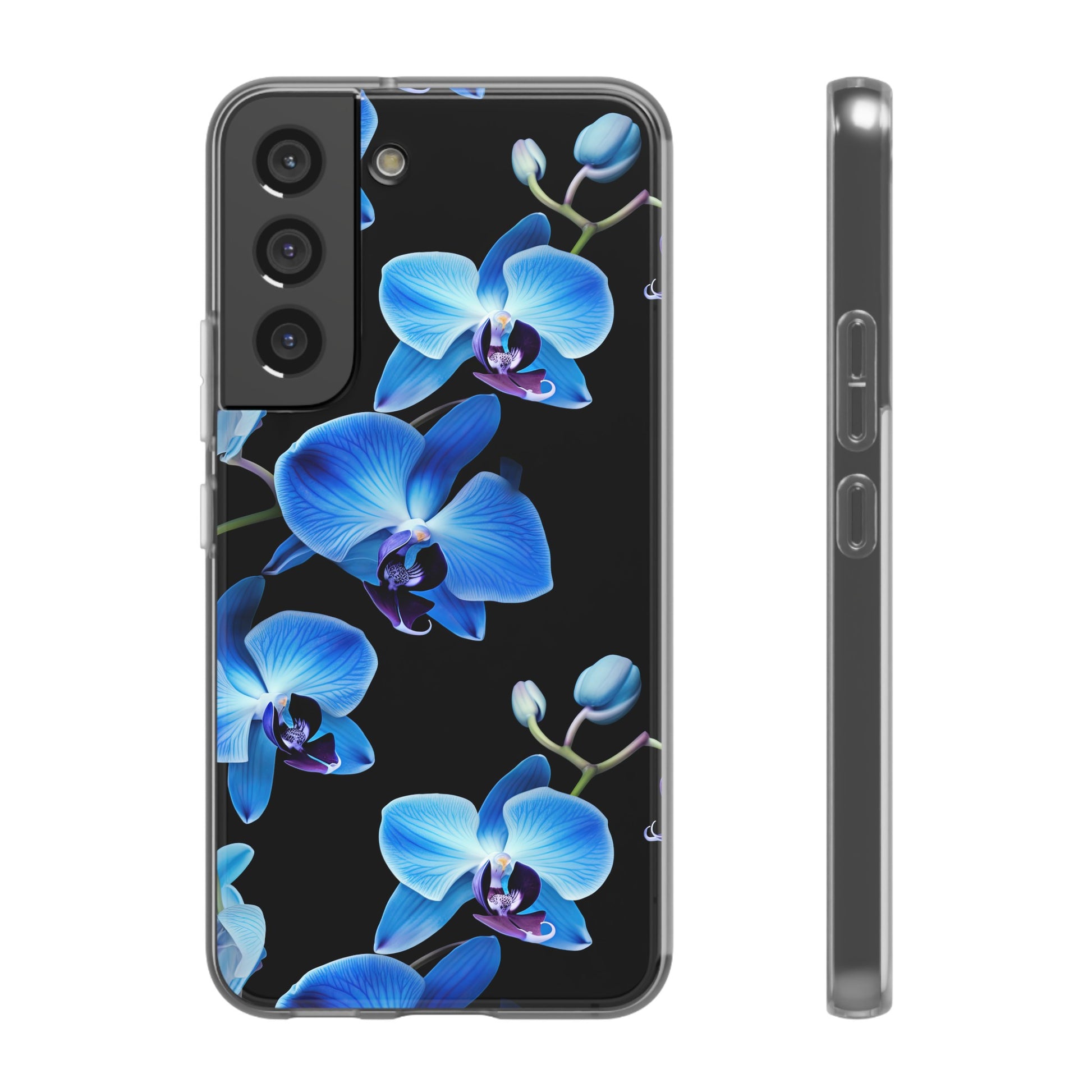 Coques de téléphone flexibles orchidée bleue