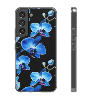 Coques de téléphone flexibles orchidée bleue