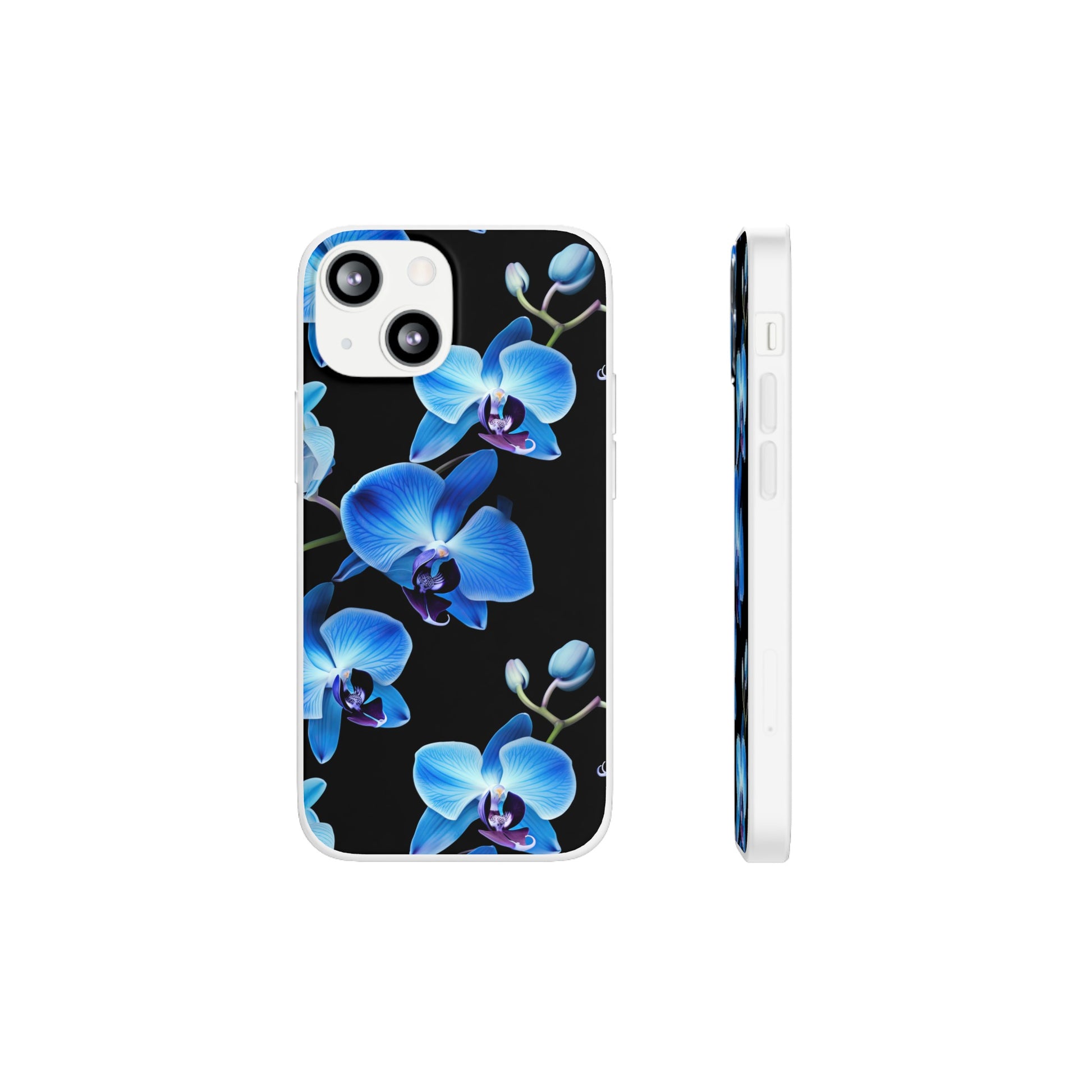 Coques de téléphone flexibles orchidée bleue