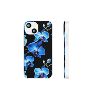 Coques de téléphone flexibles orchidée bleue