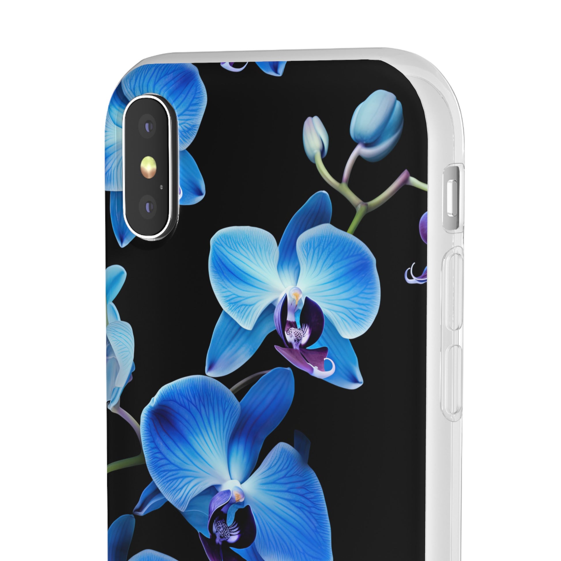 Coques de téléphone flexibles orchidée bleue