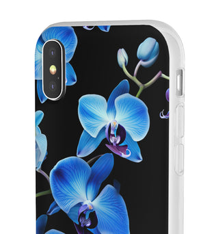 Coques de téléphone flexibles orchidée bleue