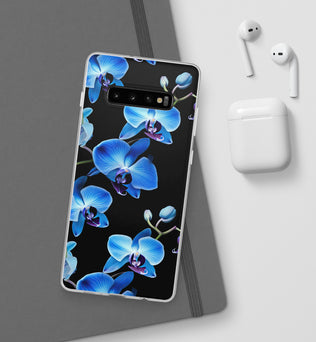 Coques de téléphone flexibles orchidée bleue