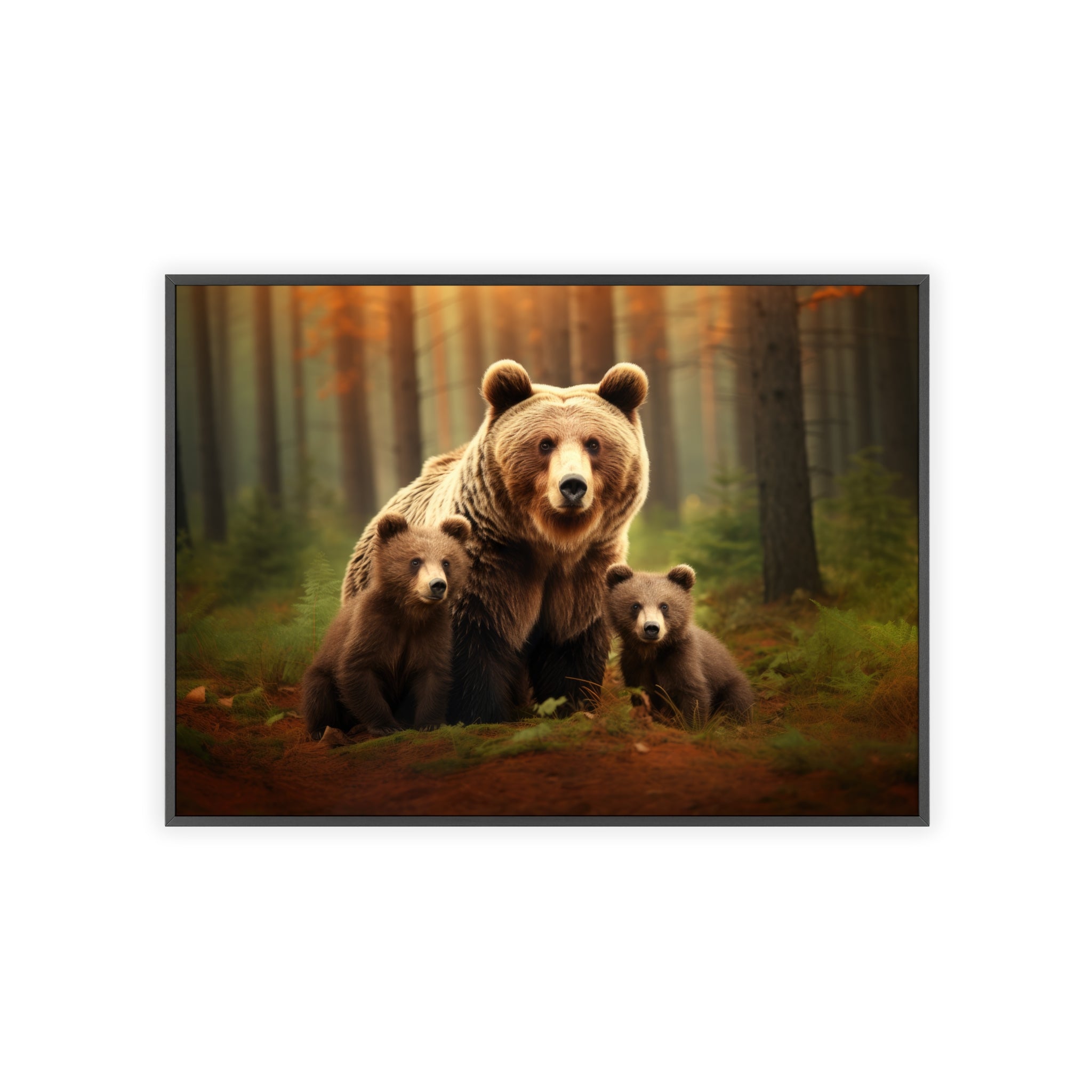 Affiche ours avec cadre en bois 