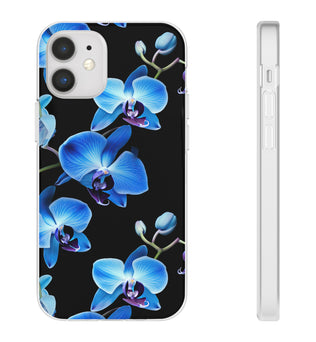 Coques de téléphone flexibles orchidée bleue