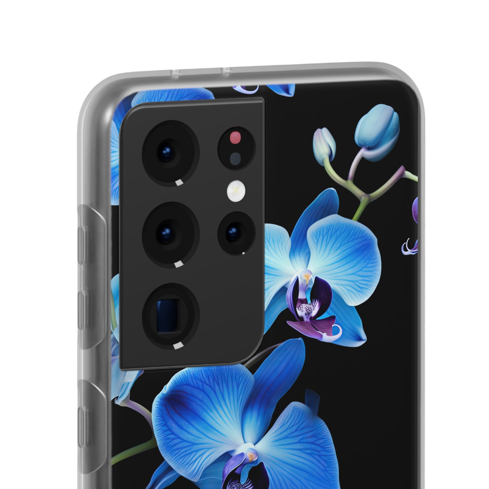 Coques de téléphone flexibles orchidée bleue