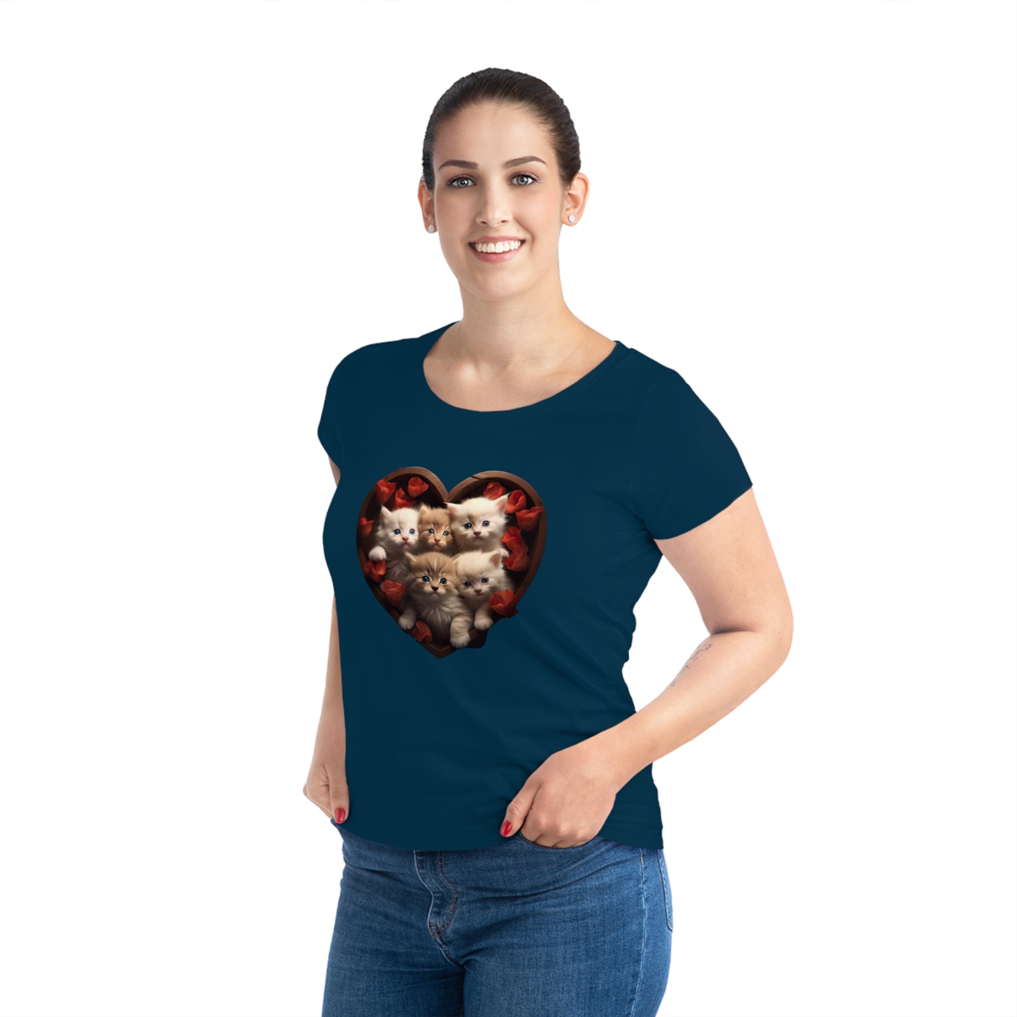 Cuddly Companions Women's Cat T-shirt - Eco-friendly