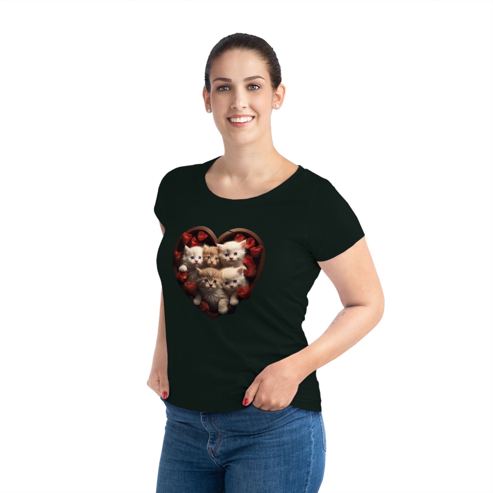 Cuddly Companions Women's Cat T-shirt - Eco-friendly