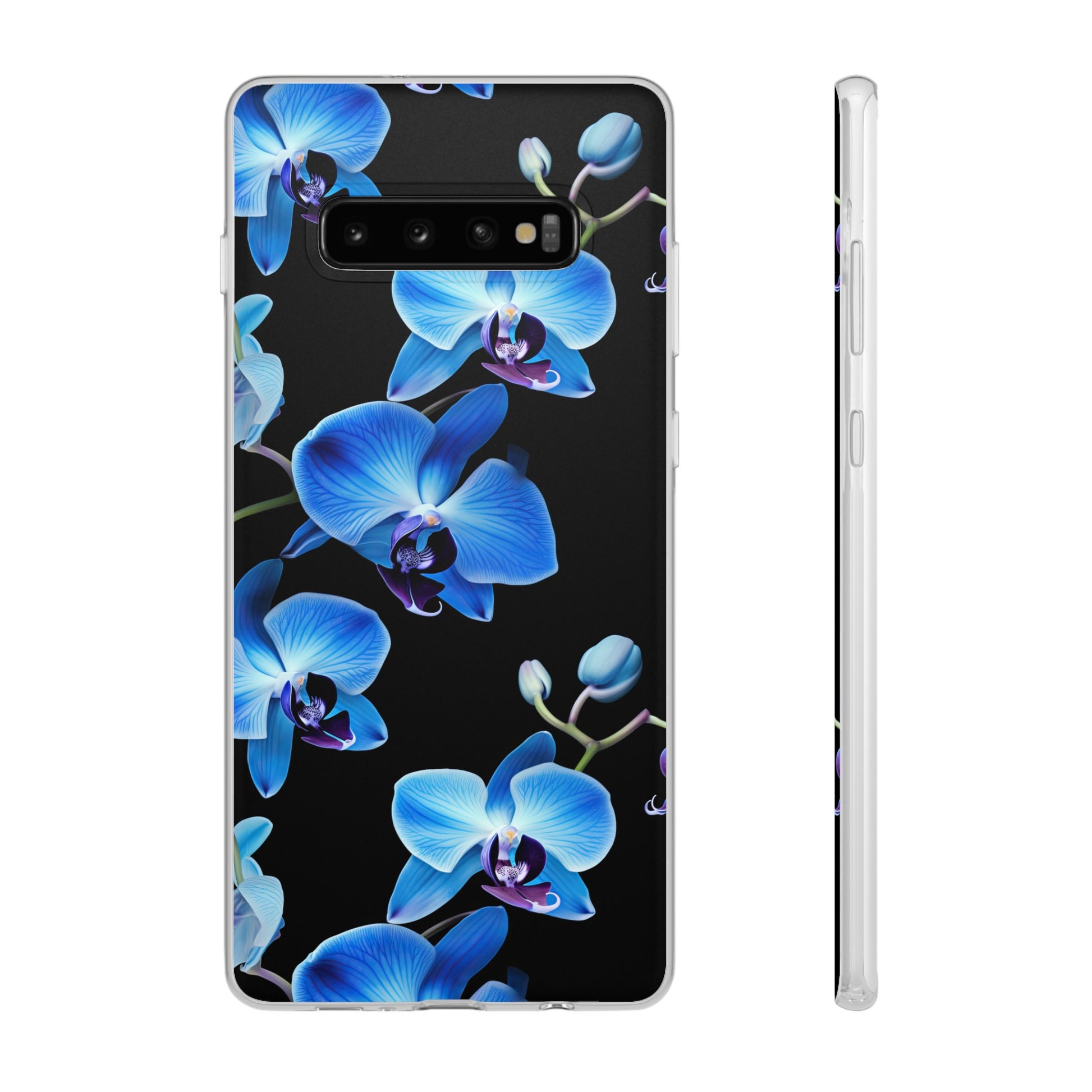 Coques de téléphone flexibles orchidée bleue