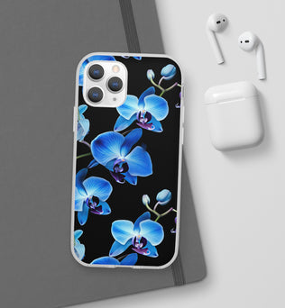 Coques de téléphone flexibles orchidée bleue