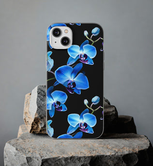 Coques de téléphone flexibles orchidée bleue