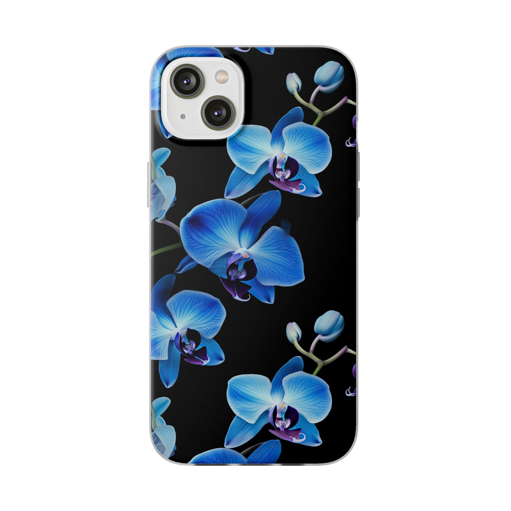 Coques de téléphone flexibles orchidée bleue