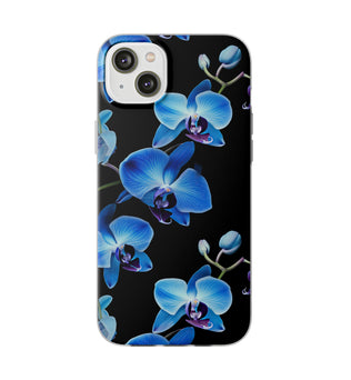 Coques de téléphone flexibles orchidée bleue