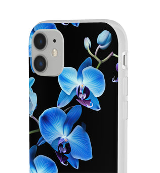 Coques de téléphone flexibles orchidée bleue